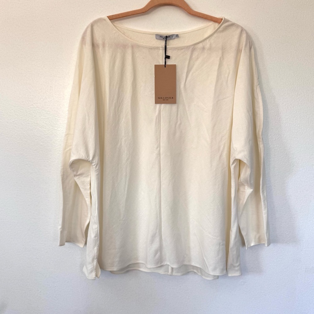 NWT M.M Lafleur The Wren Top - Double-Faced Ivory Linen Sz L - Picture 6 of 15